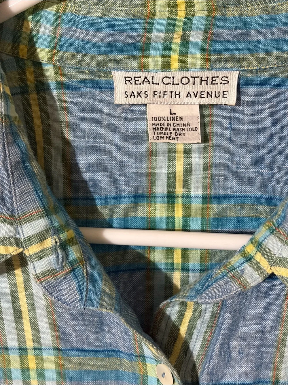 Saks Fifth Avenue Blue & Green Plaid Women’s Button-Down Shirt